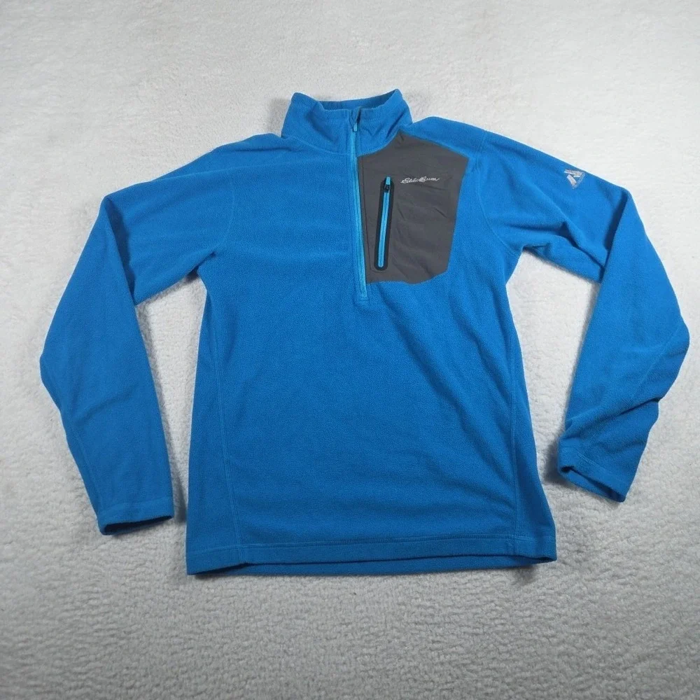 Eddie Bauer Sweater Mens Small Blue First Ascent Fleece Quarter‎ Zip